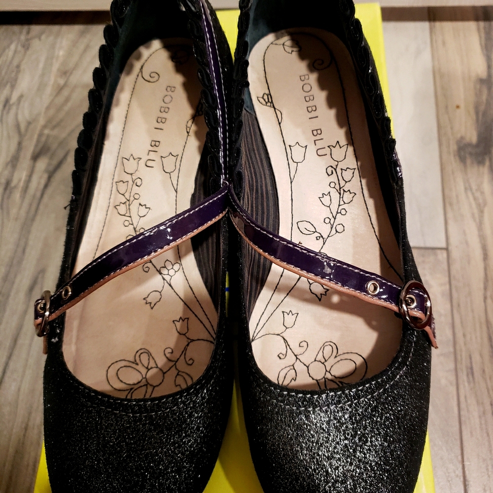 Bobbi Blu black metallic Leather 8M flats